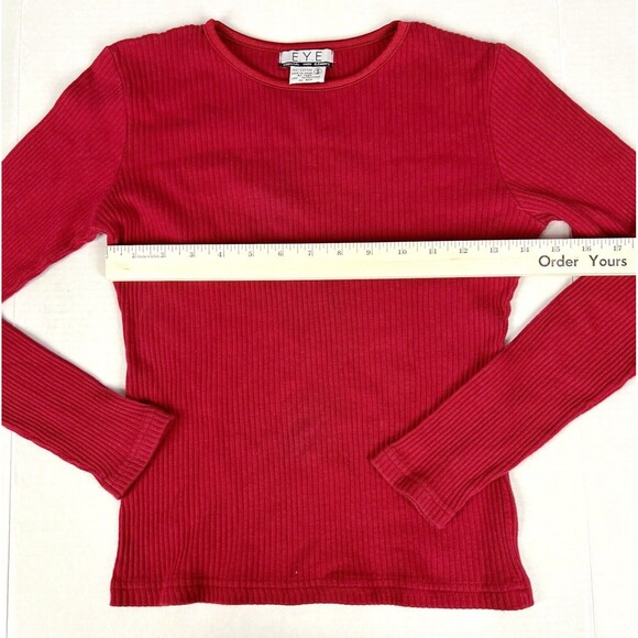 E.Y.E Sweater Red Crew Neck Ribbed Long Sleeve Stretch Normcore Ladies - Picture 8 of 13